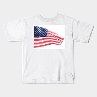 American stars and stripes flag isolated on white, in breeze. Kids T-Shirt